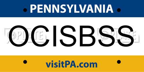 OCISBSS Pennsylvania License Plate