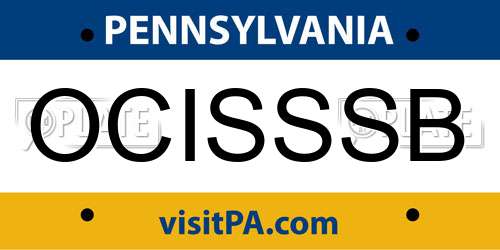 OCISSSB Pennsylvania License Plate