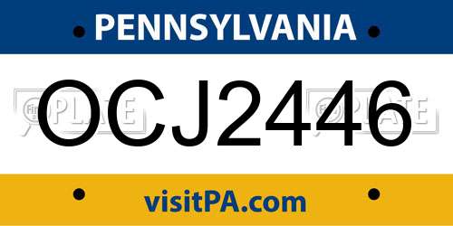 OCJ2446 Pennsylvania License Plate