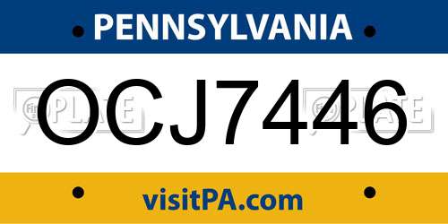 OCJ7446 Pennsylvania License Plate