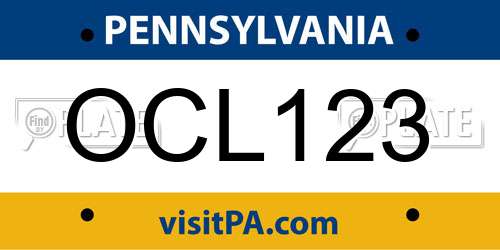 OCL123 Pennsylvania License Plate