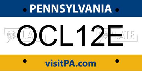 OCL12E Pennsylvania License Plate