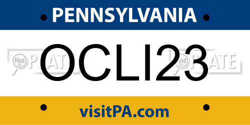 OCLI23 Pennsylvania License Plate