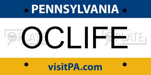 OCLIFE Pennsylvania License Plate