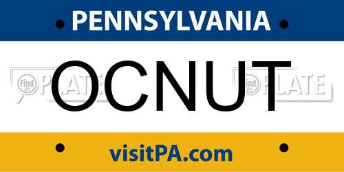 OCNUT Pennsylvania License Plate