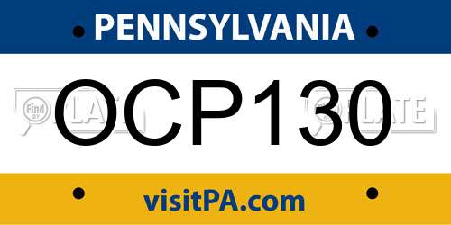 OCP130 Pennsylvania License Plate