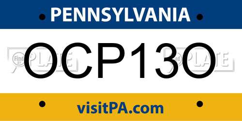 OCP13O Pennsylvania License Plate