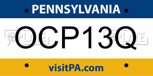 OCP13Q Pennsylvania License Plate