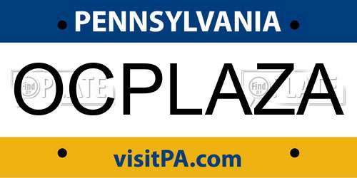 OCPLAZA Pennsylvania License Plate