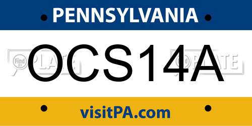 OCS14A Pennsylvania License Plate
