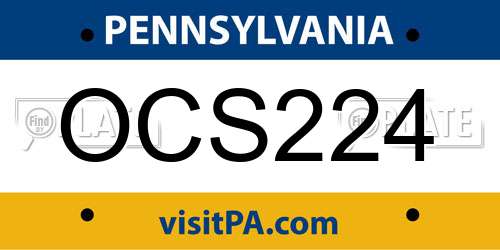 OCS224 Pennsylvania License Plate