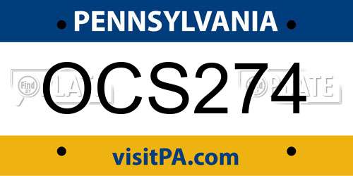 OCS274 Pennsylvania License Plate