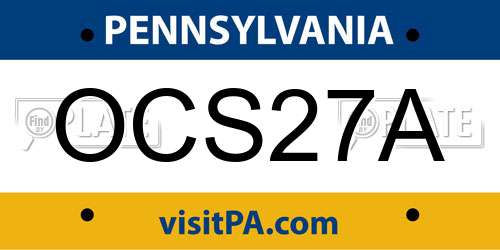 OCS27A Pennsylvania License Plate