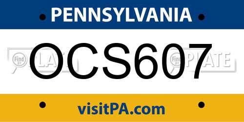 OCS607 Pennsylvania License Plate