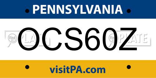 OCS60Z Pennsylvania License Plate