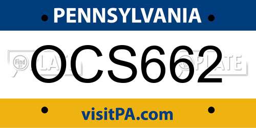 OCS662 Pennsylvania License Plate
