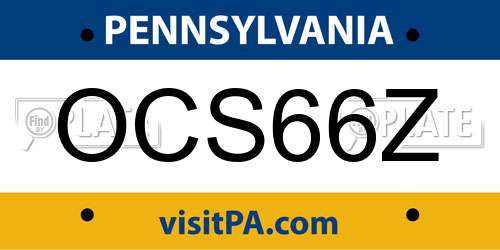 OCS66Z Pennsylvania License Plate