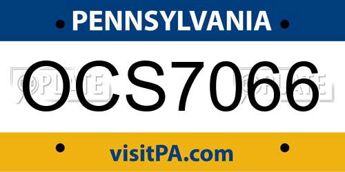 OCS7066 Pennsylvania License Plate