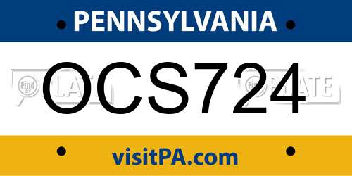 OCS724 Pennsylvania License Plate