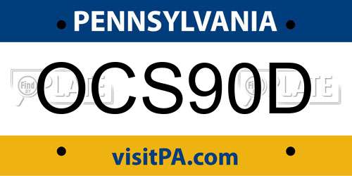 OCS90D Pennsylvania License Plate