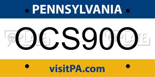 OCS90O Pennsylvania License Plate