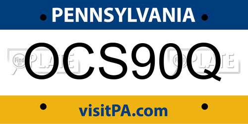 OCS90Q Pennsylvania License Plate