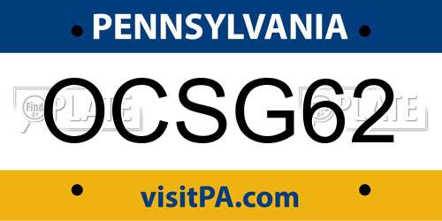 OCSG62 Pennsylvania License Plate