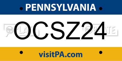 OCSZ24 Pennsylvania License Plate