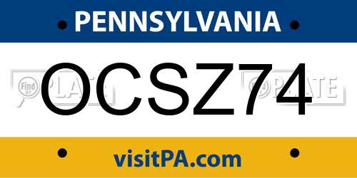 OCSZ74 Pennsylvania License Plate