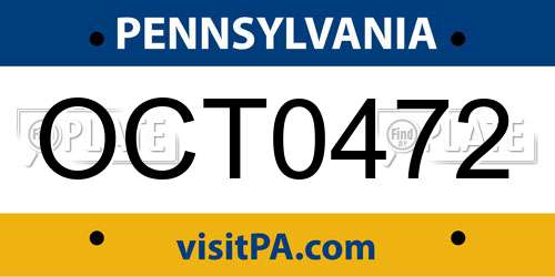 OCT0472 Pennsylvania License Plate
