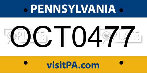 OCT0477 Pennsylvania License Plate