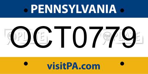 OCT0779 Pennsylvania License Plate