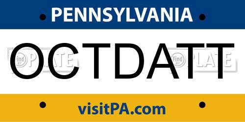 OCTDATT Pennsylvania License Plate