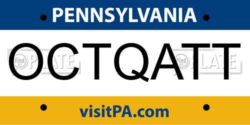 OCTQATT Pennsylvania License Plate