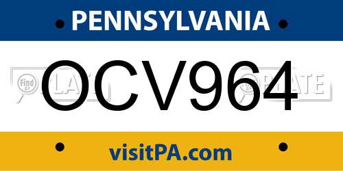 OCV964 Pennsylvania License Plate