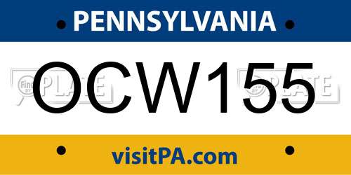 OCW155 Pennsylvania License Plate