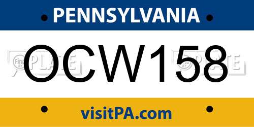 OCW158 Pennsylvania License Plate