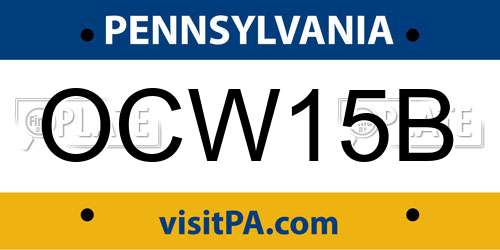 OCW15B Pennsylvania License Plate