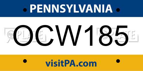 OCW185 Pennsylvania License Plate