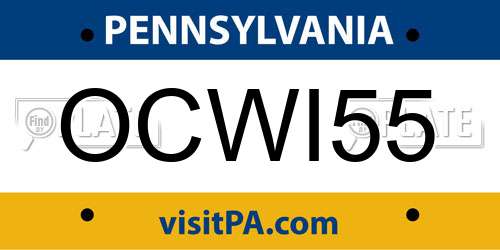OCWI55 Pennsylvania License Plate