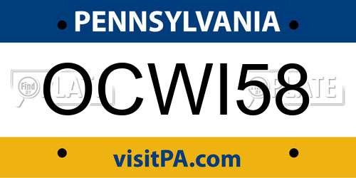 OCWI58 Pennsylvania License Plate