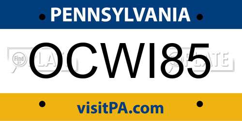 OCWI85 Pennsylvania License Plate