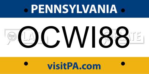 OCWI88 Pennsylvania License Plate