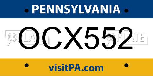 OCX552 Pennsylvania License Plate