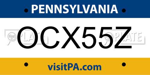 OCX55Z Pennsylvania License Plate