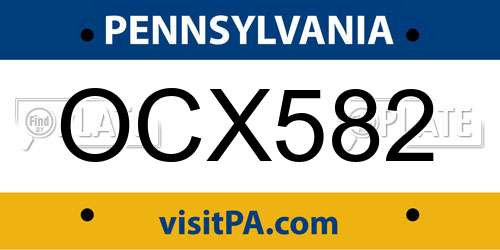 OCX582 Pennsylvania License Plate