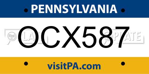 OCX587 Pennsylvania License Plate