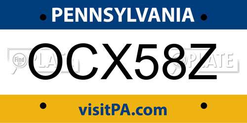 OCX58Z Pennsylvania License Plate