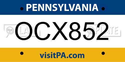 OCX852 Pennsylvania License Plate