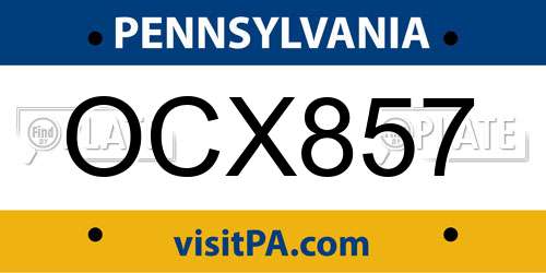 OCX857 Pennsylvania License Plate